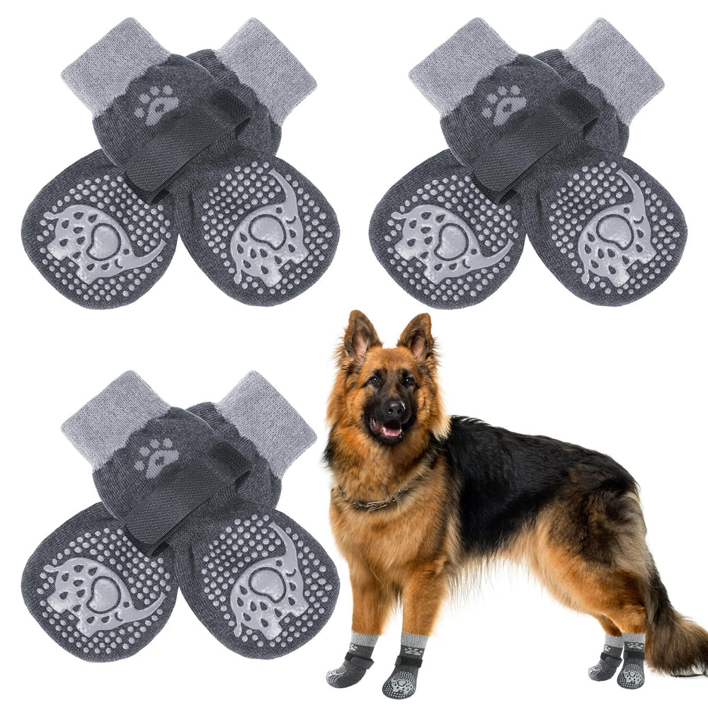 SCENEREAL anti-slip dog socks with traction pattern for safer indoor floors.