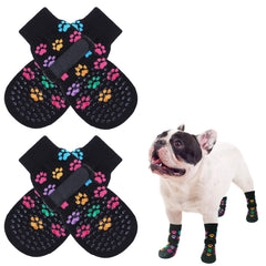 SCENEREAL anti-slip dog socks show paw fit for secure indoor grip.