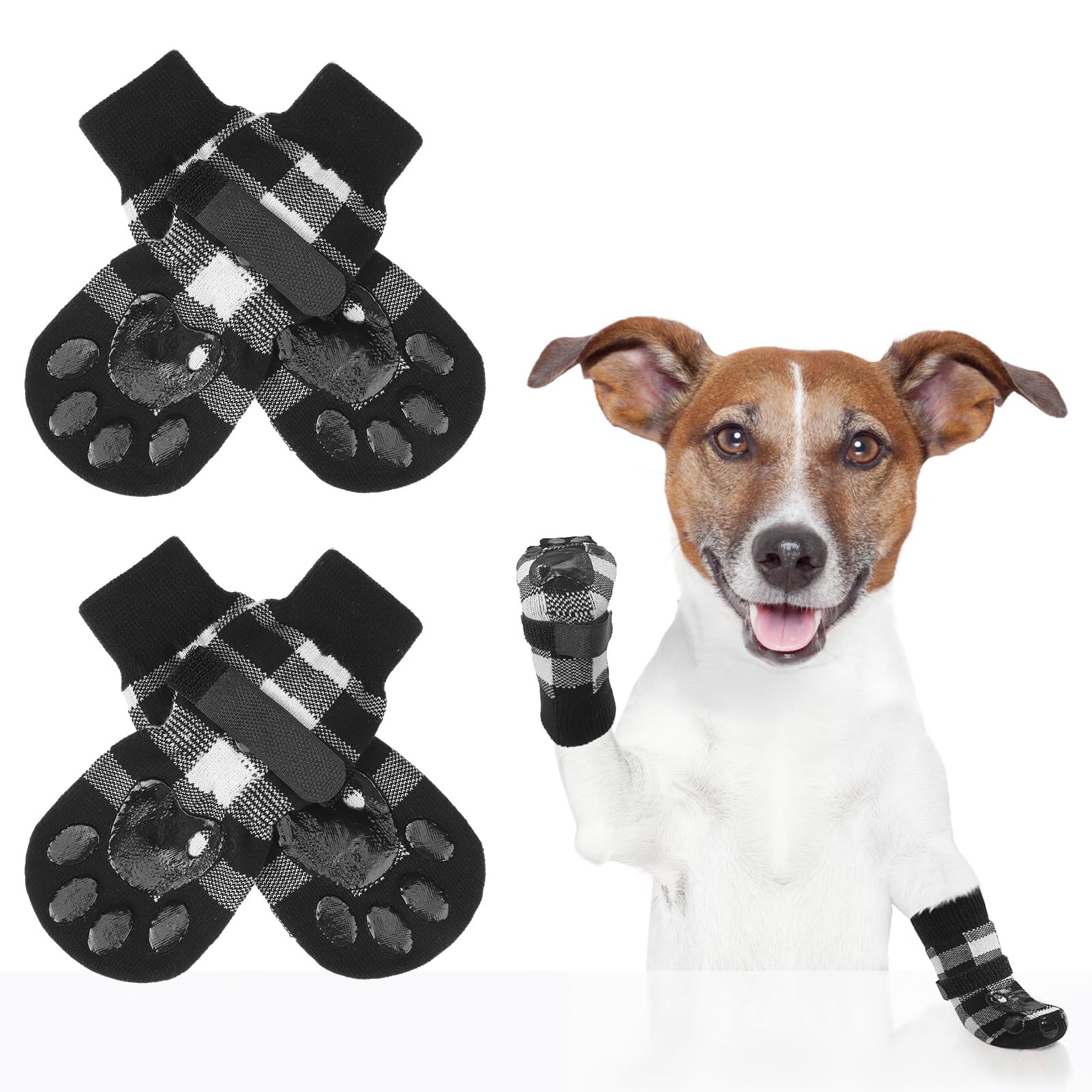SCENEREAL anti slip dog socks top view showing indoor traction for hardwood floors