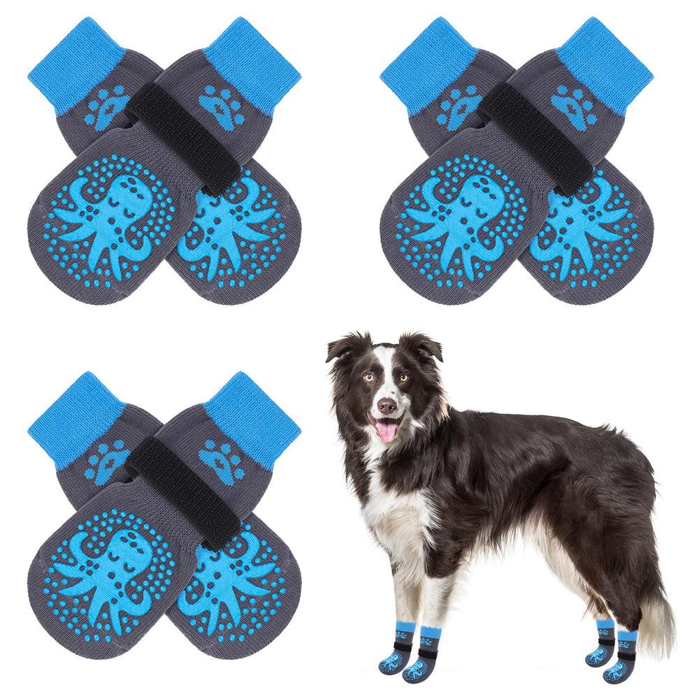 SCENEREAL anti-slip dog socks with traction pattern for secure grip on walks.