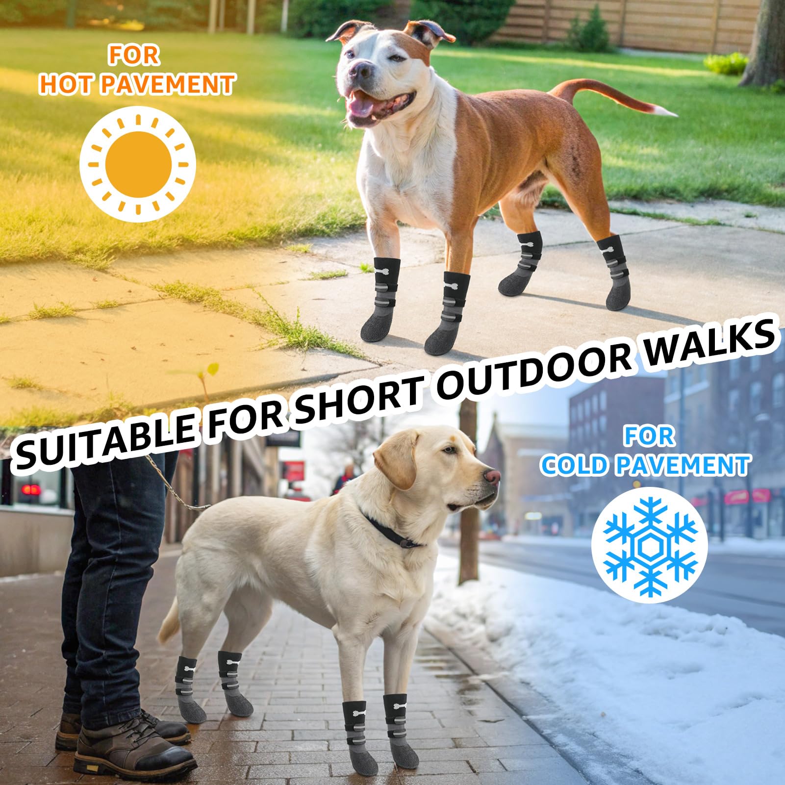 SCENEREAL breathable cotton dog boots with rubber soles for year-round comfort