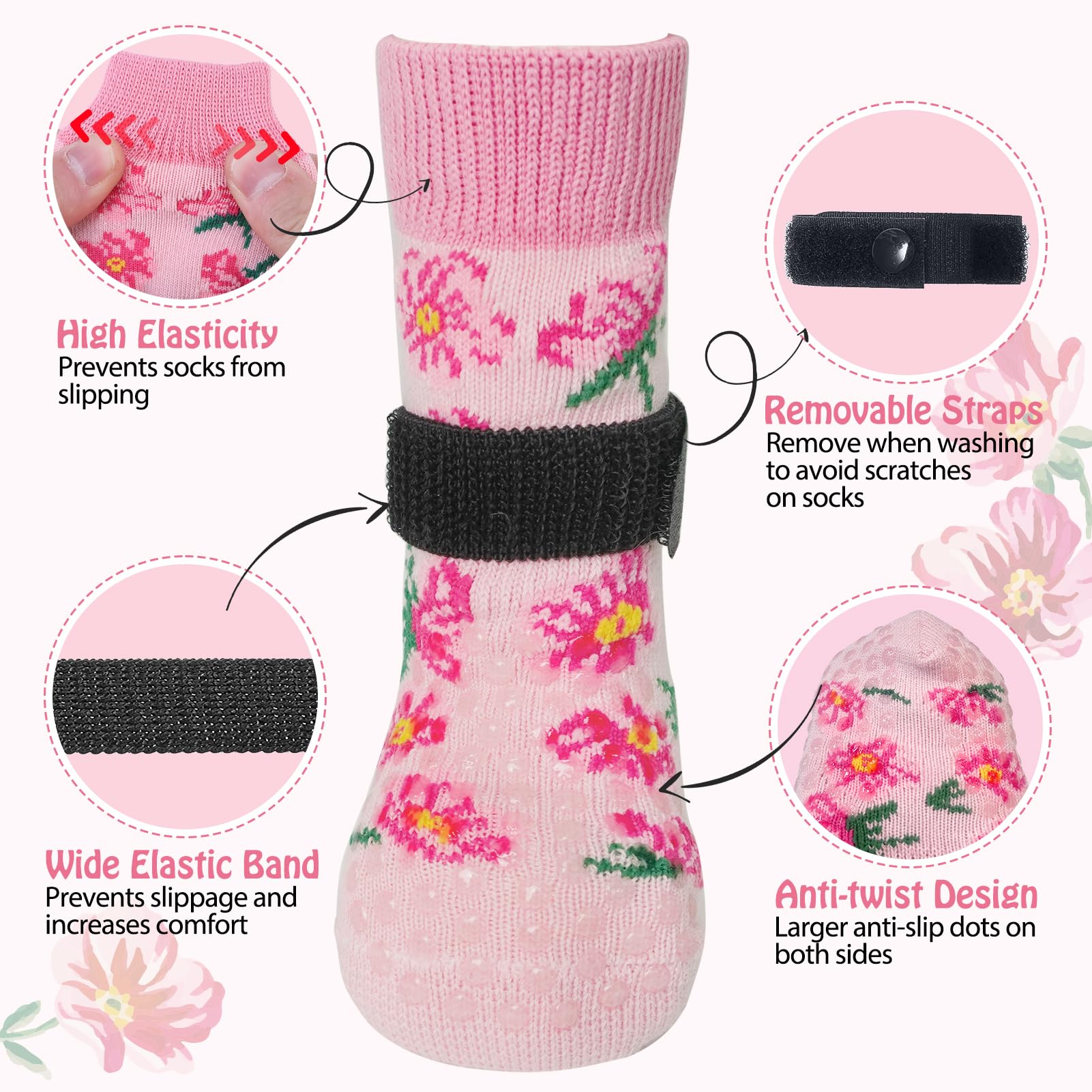 SCENEREAL calcetines para perro con correas ajustables para evitar caídas