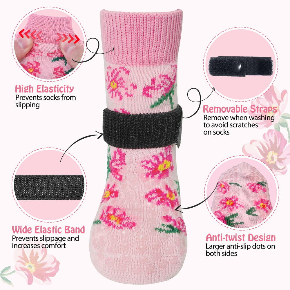 SCENEREAL calcetines para perro con correas ajustables para evitar caídas