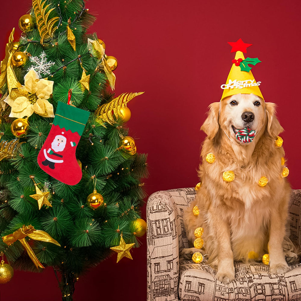 SCENEREAL Christmas dog rope toy dental-scrub action during chewing