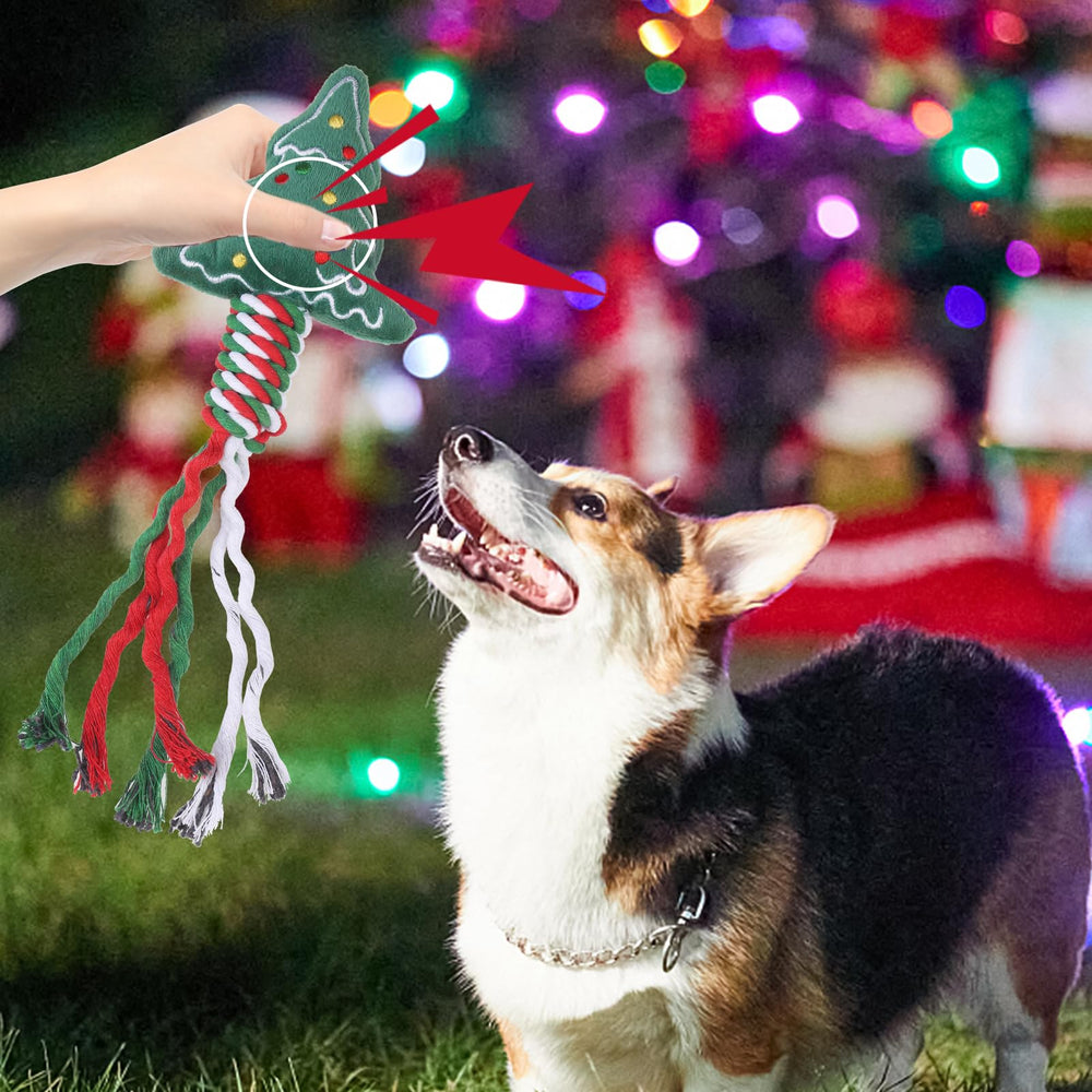 SCENEREAL Christmas dog rope toy stocking decor and storage gift