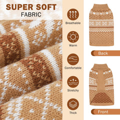SCENEREAL Christmas knit dog sweater with hearts and snowflakes for festive outings.
