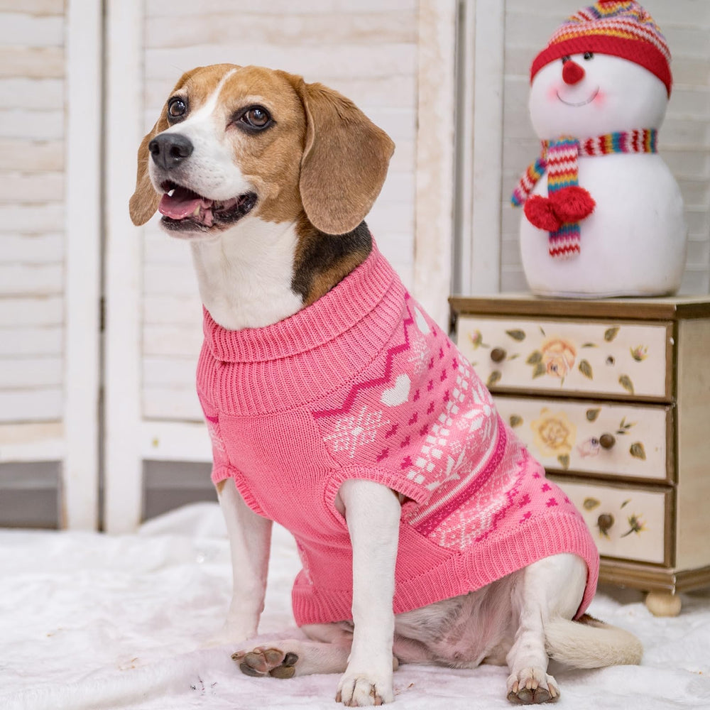 SCENEREAL Christmas ugly dog sweater shows festive argyle pattern.