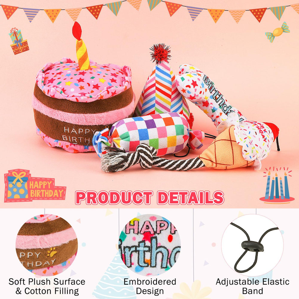 SCENEREAL dog birthday candy toy — colorful squeak and bright pattern to spark playtime.