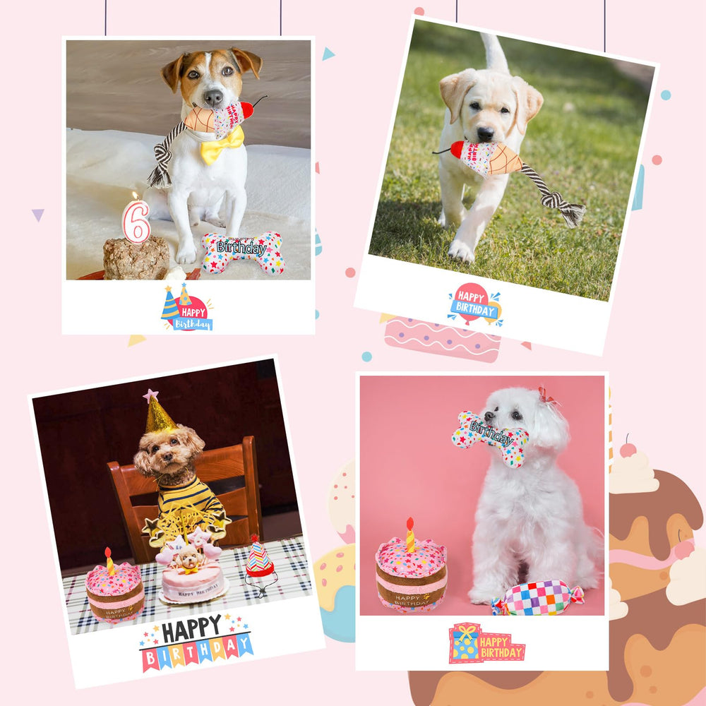 SCENEREAL dog birthday ice-cream toy — enticing squeak for engaging fetch and chase games.