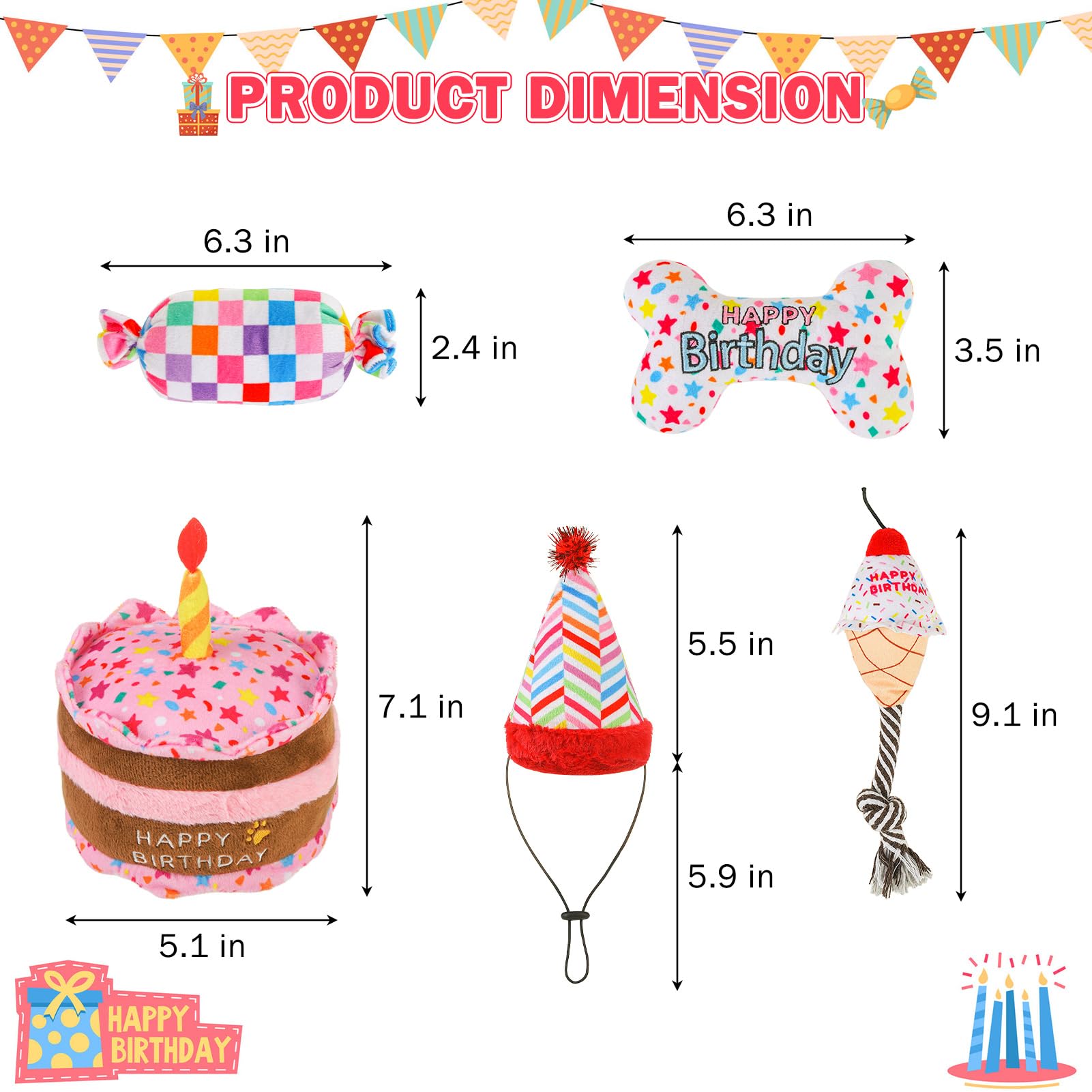 SCENEREAL birthday toy set packaging — organized 5-pack ready for gifting or party favors.