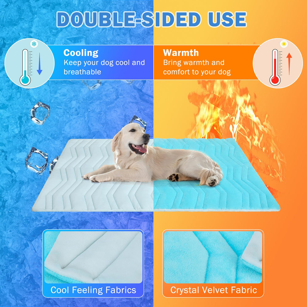 SCENEREAL cooling mat in kennel setup demonstrating crate compatibility.