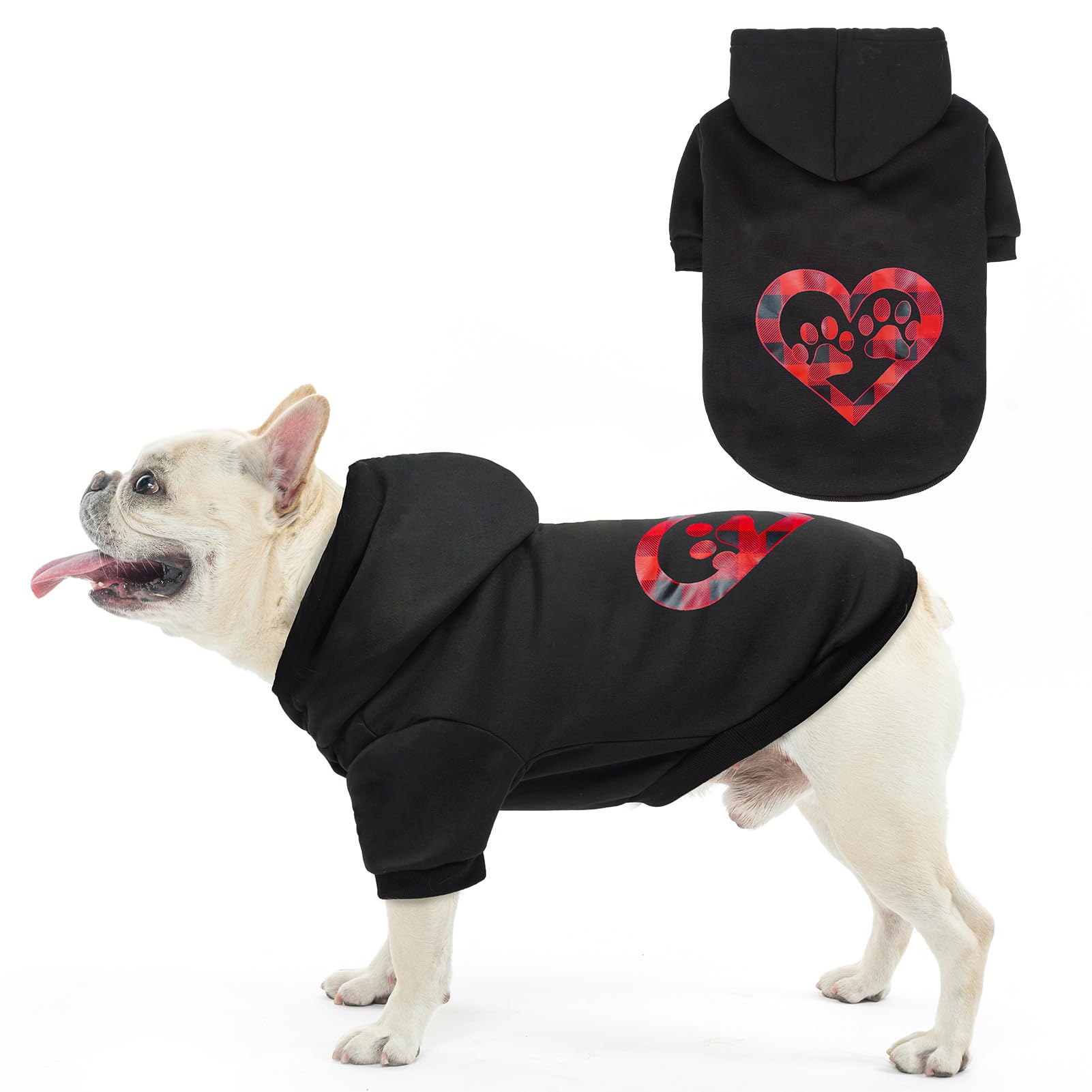 SCENEREAL dog hoodie closeup shows soft fleece warmth for chilly autumn walks.