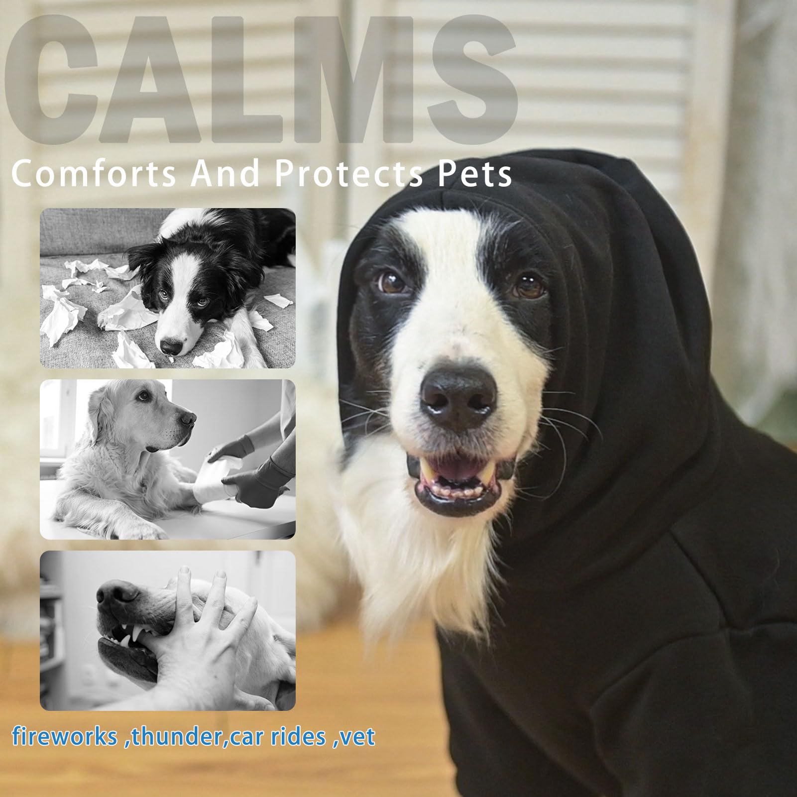 SCENEREAL dog hoodie ribbed cuffs and hem lock in warmth