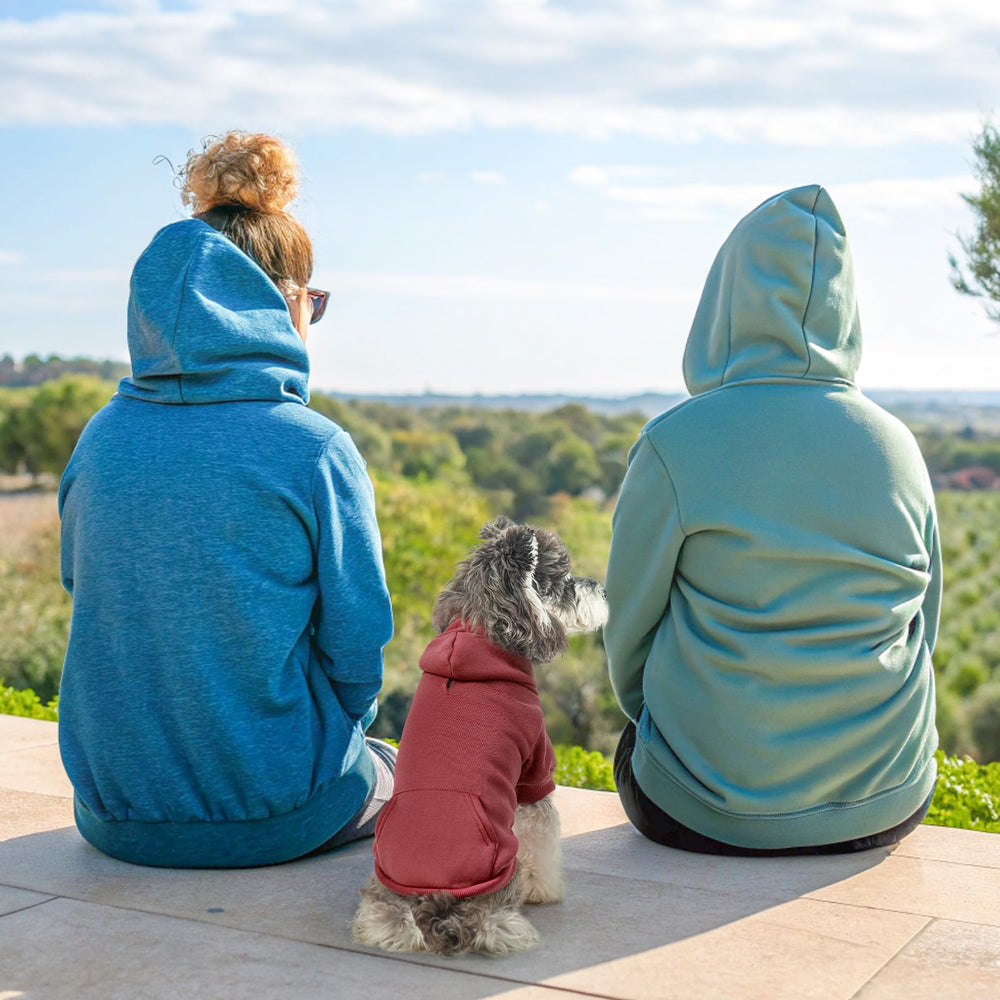 SCENEREAL dog hoodie close-up shows durable stitching and cuffs