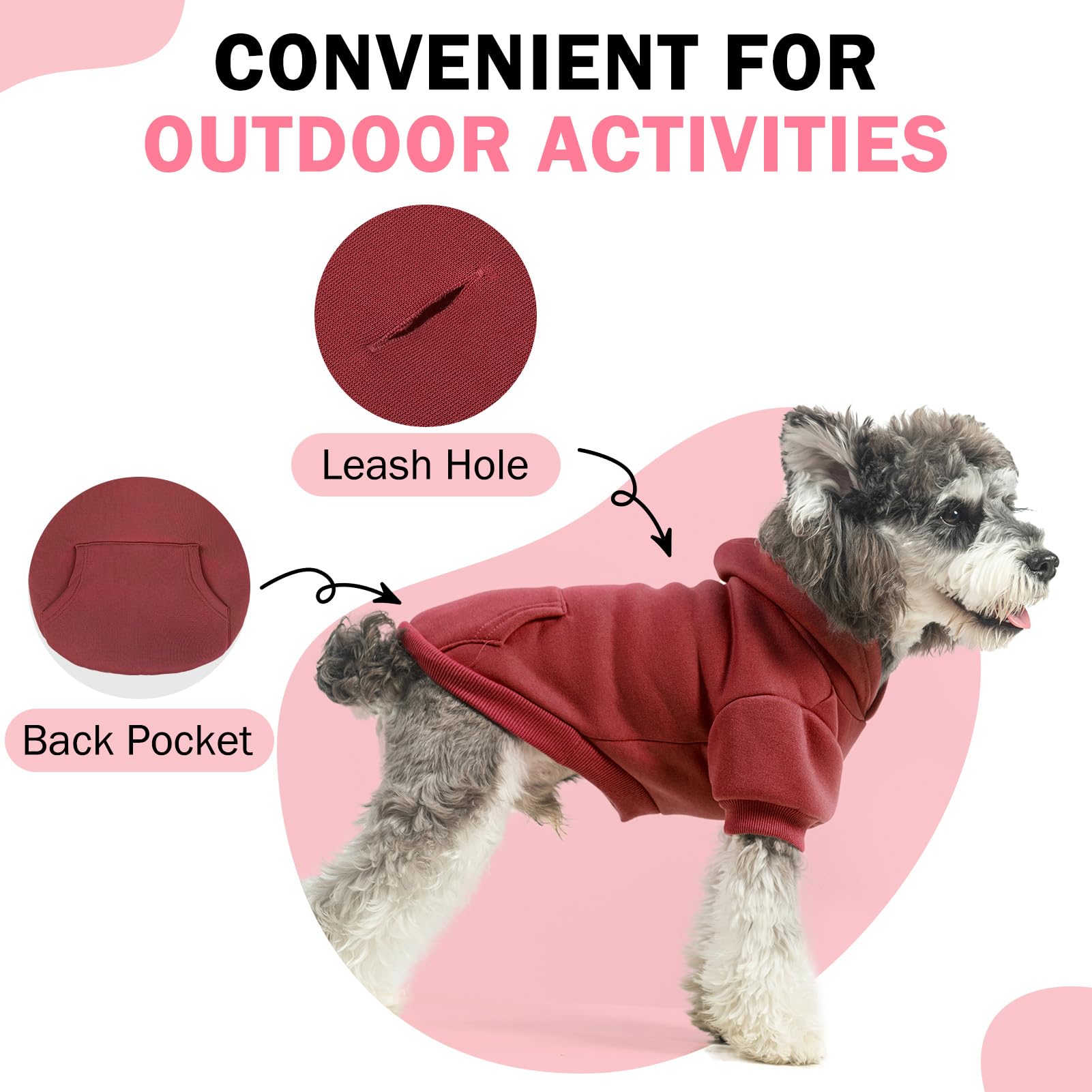 SCENEREAL dog hoodie front view shows stylish sporty look