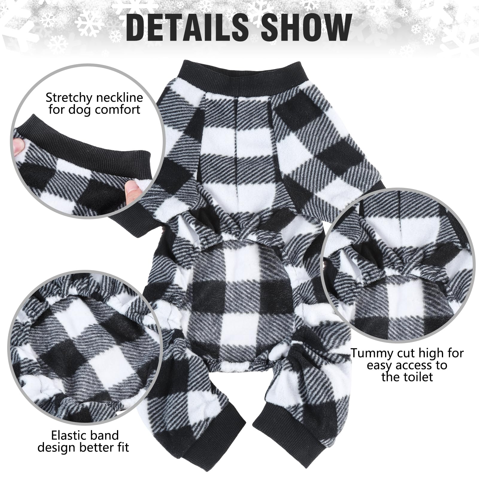 SCENEREAL Dog Pajamas show elastic waist and cuffs for flexible, snug fit