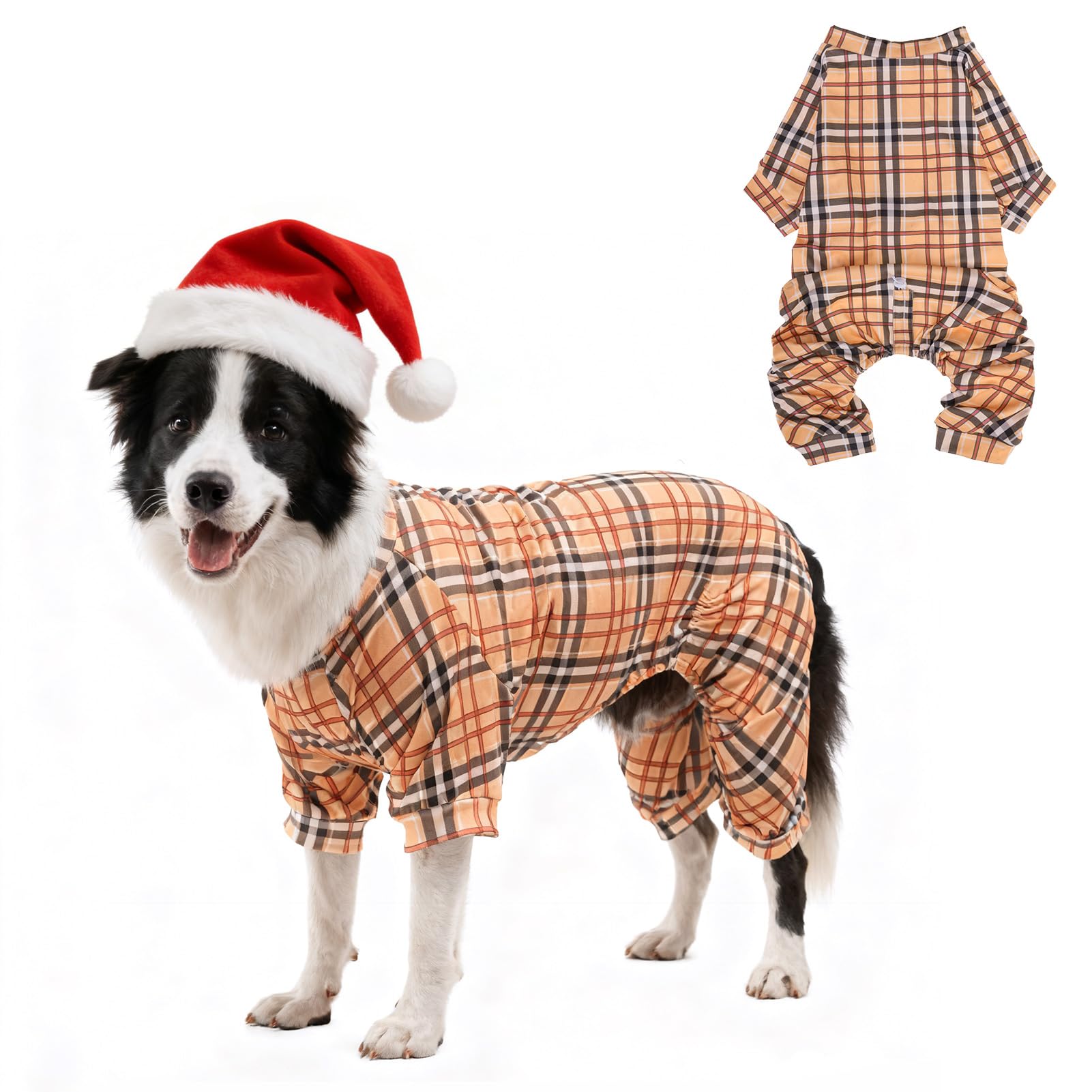 SCENEREAL dog pajamas pattern beige plaid for stylish daily wear