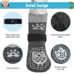 SCENEREAL dog socks adjustable strap demonstrates secure fit and reduced slipping.
