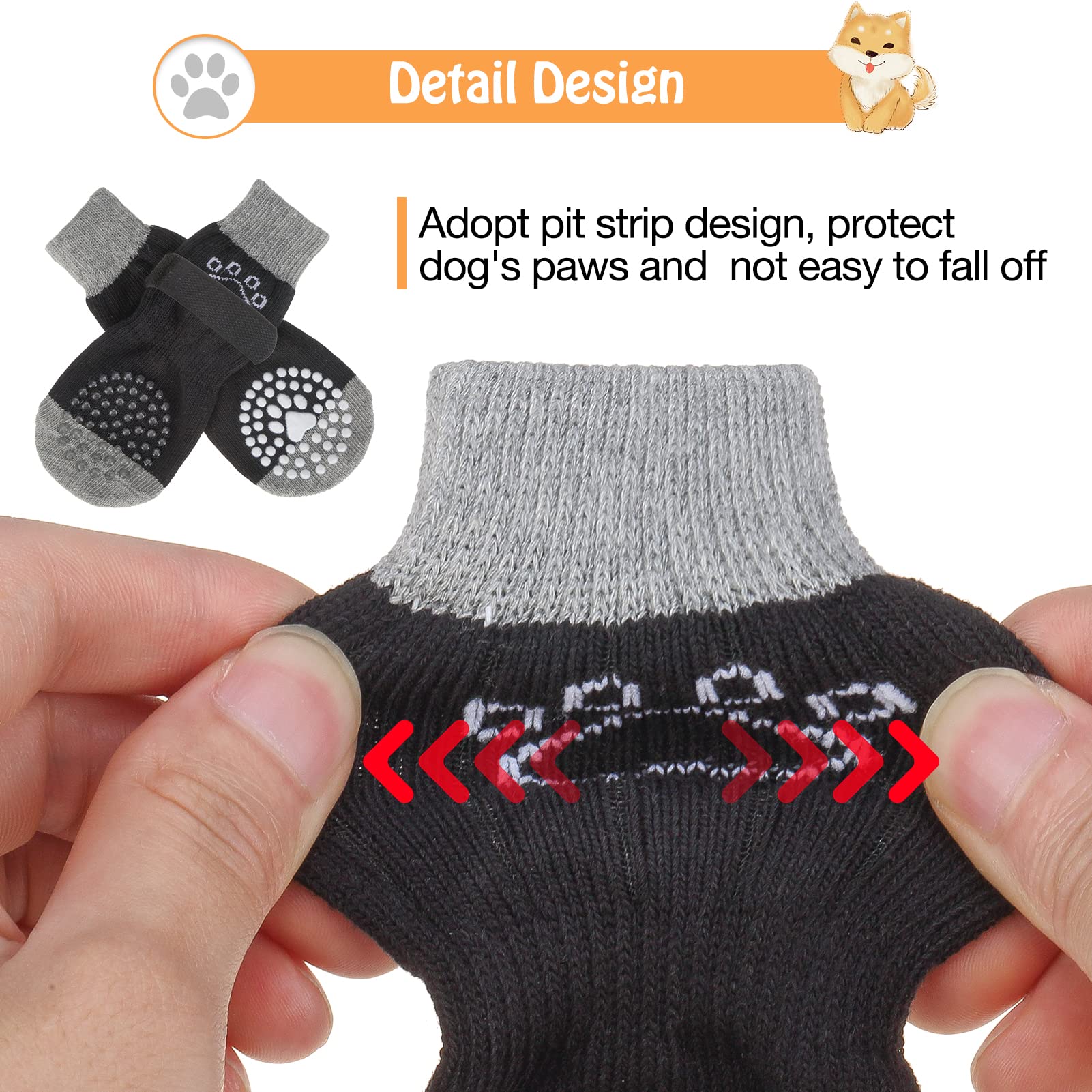 SCENEREAL dog-socks-adjustable-strips demonstrates detachable straps for secure wrap and customizable fit