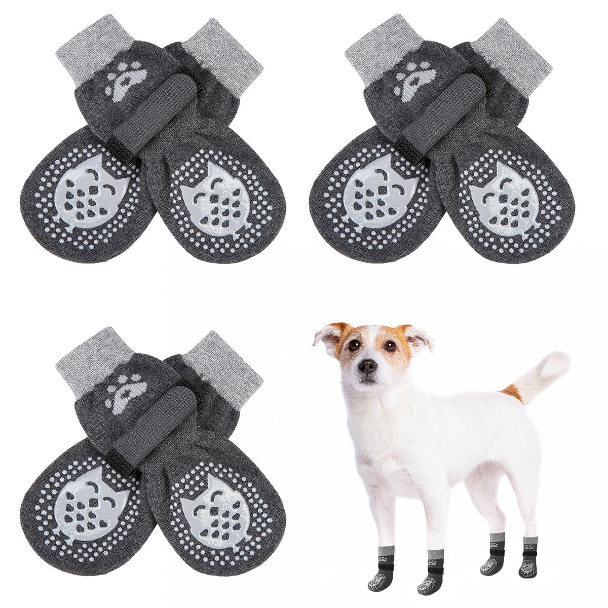 SCENEREAL dog socks anti-slip front view for safer indoor walks and paw protection.