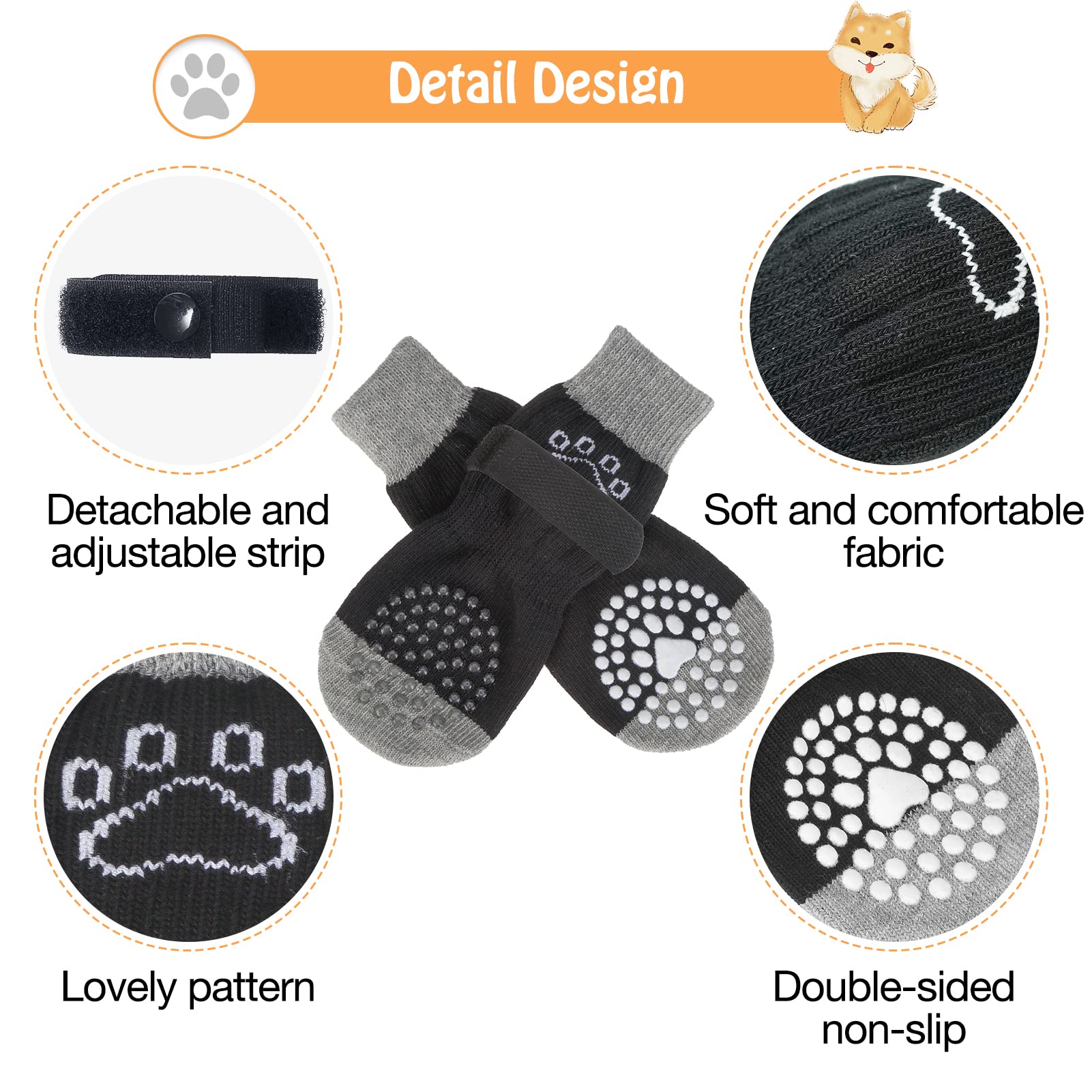 SCENEREAL dog-socks-anti-slip-top-bottom shows double-sided grip for stable indoor traction