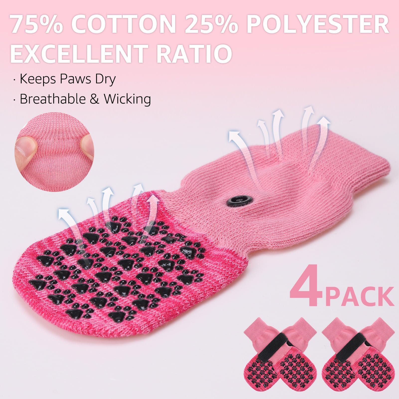 SCENEREAL dog socks breathable fabric keeps paws cool during wear.