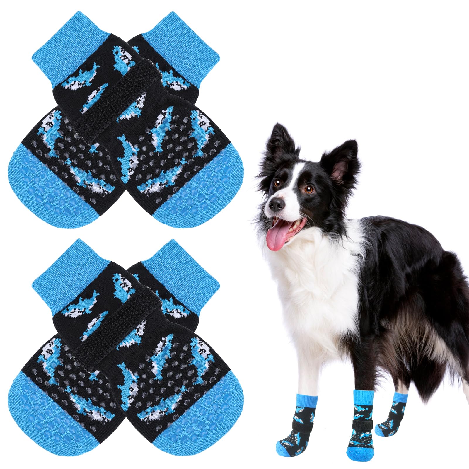 SCENEREAL dog socks with dual grip provide safer indoor movement on slick floors.