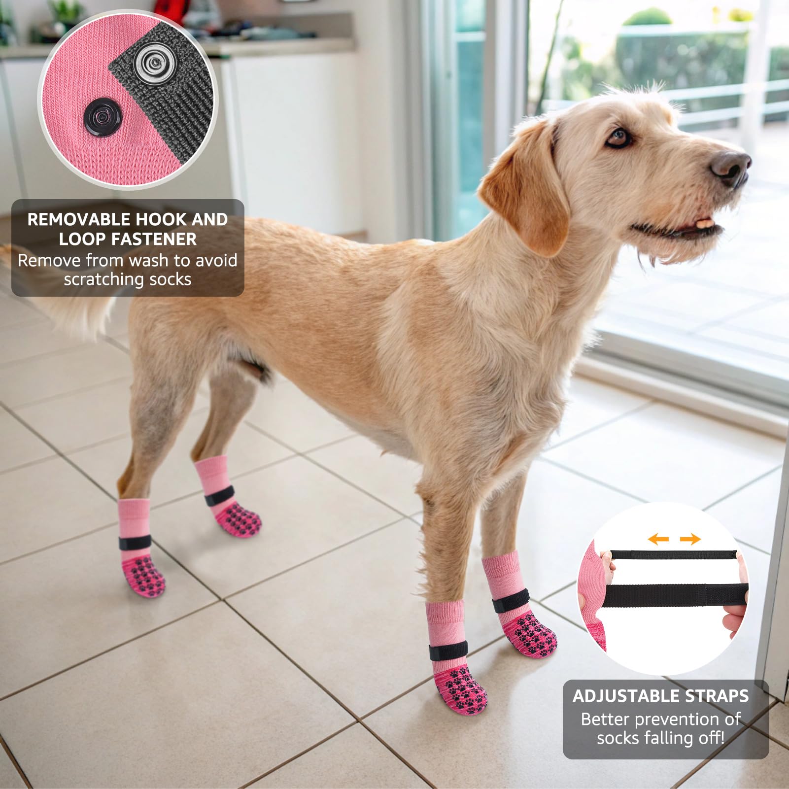 SCENEREAL dog socks durable traction for hot or cold outdoor surfaces.