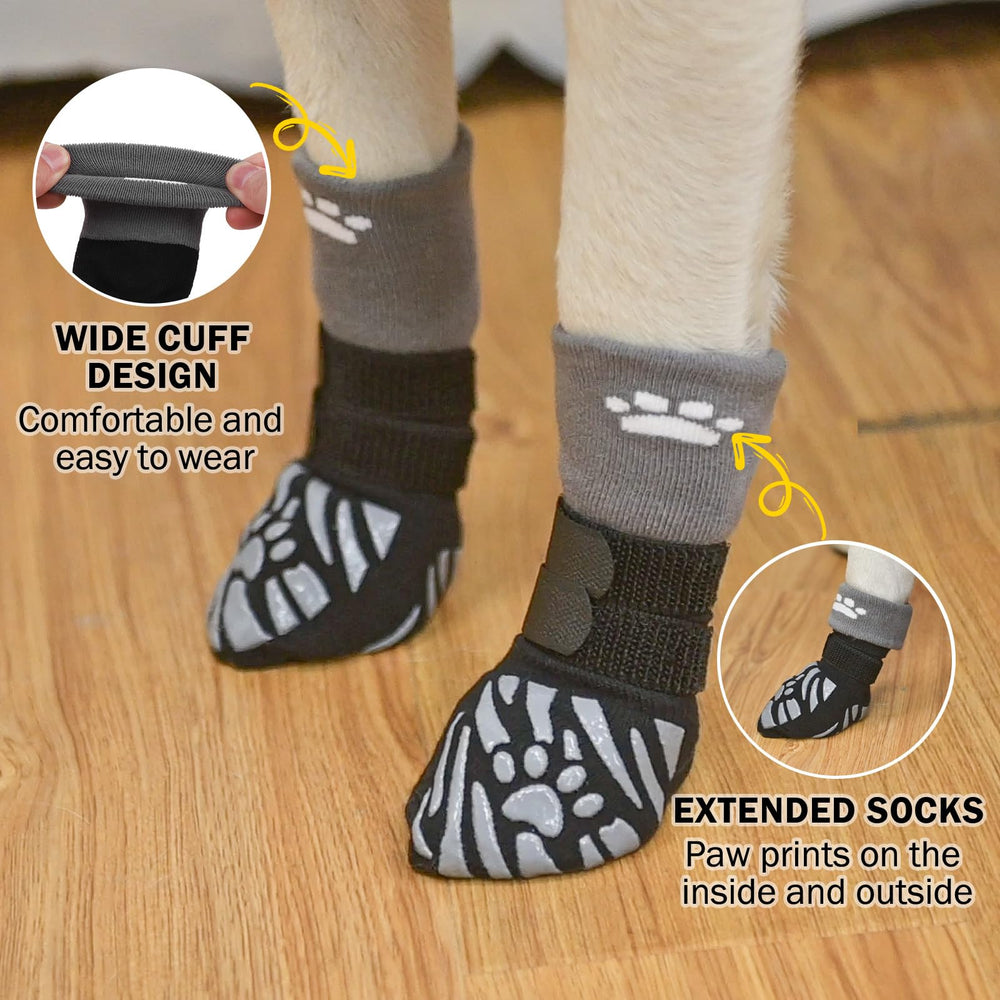 SCENEREAL dog socks extended-length with adjustable band for secure fit