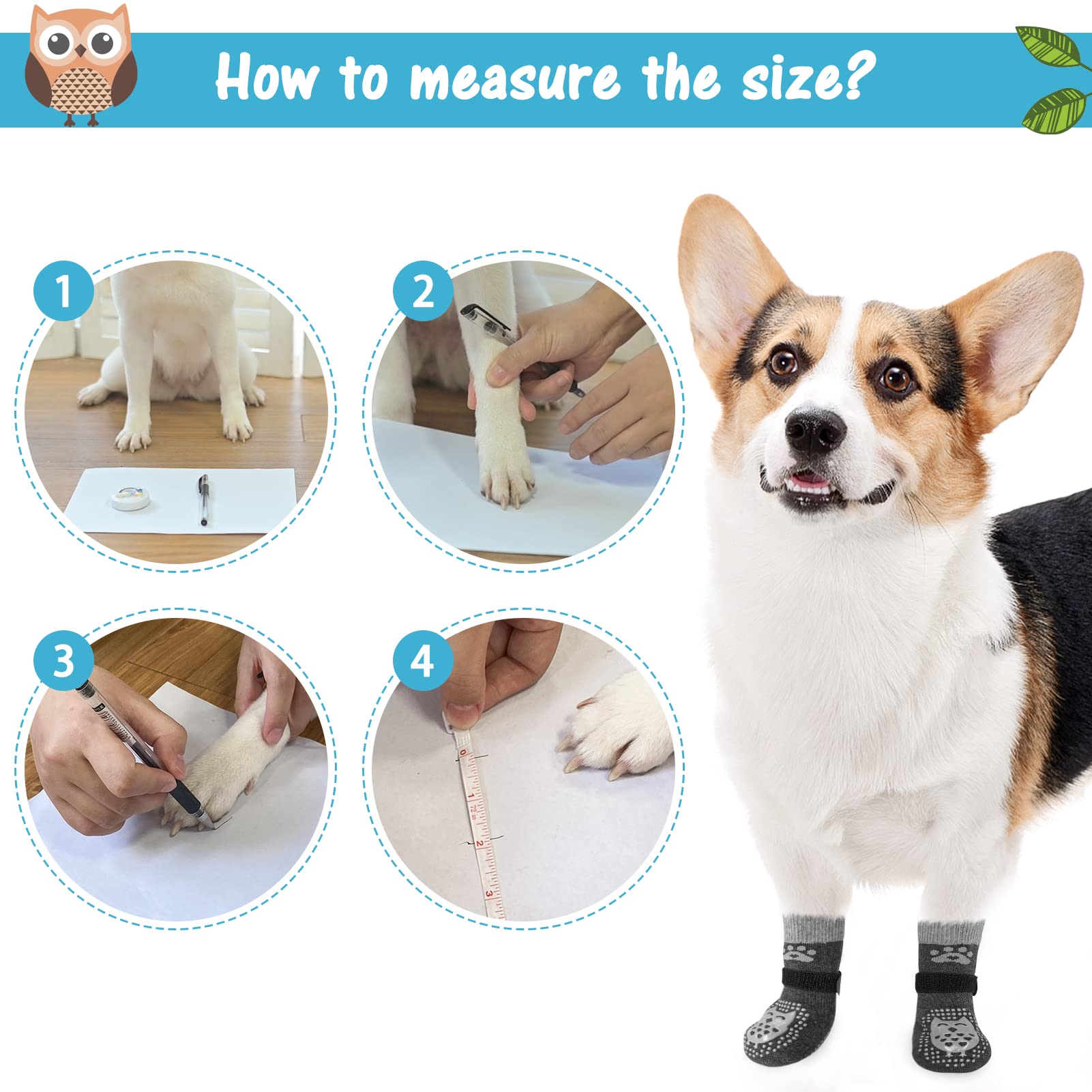 SCENEREAL dog socks on hardwood floor use reduce slips and protect nails.