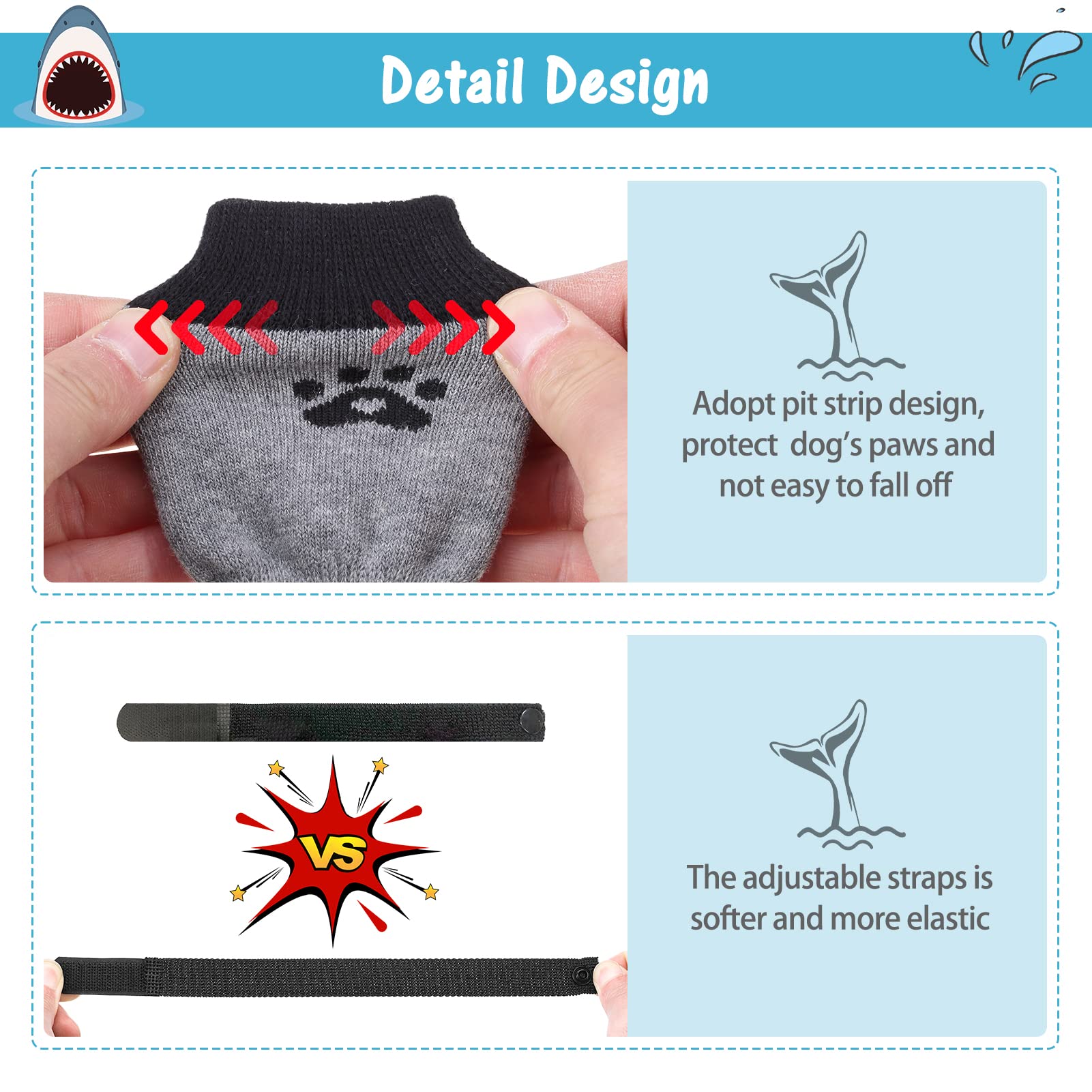 SCENEREAL multi-size socks fit dogs from small to large.