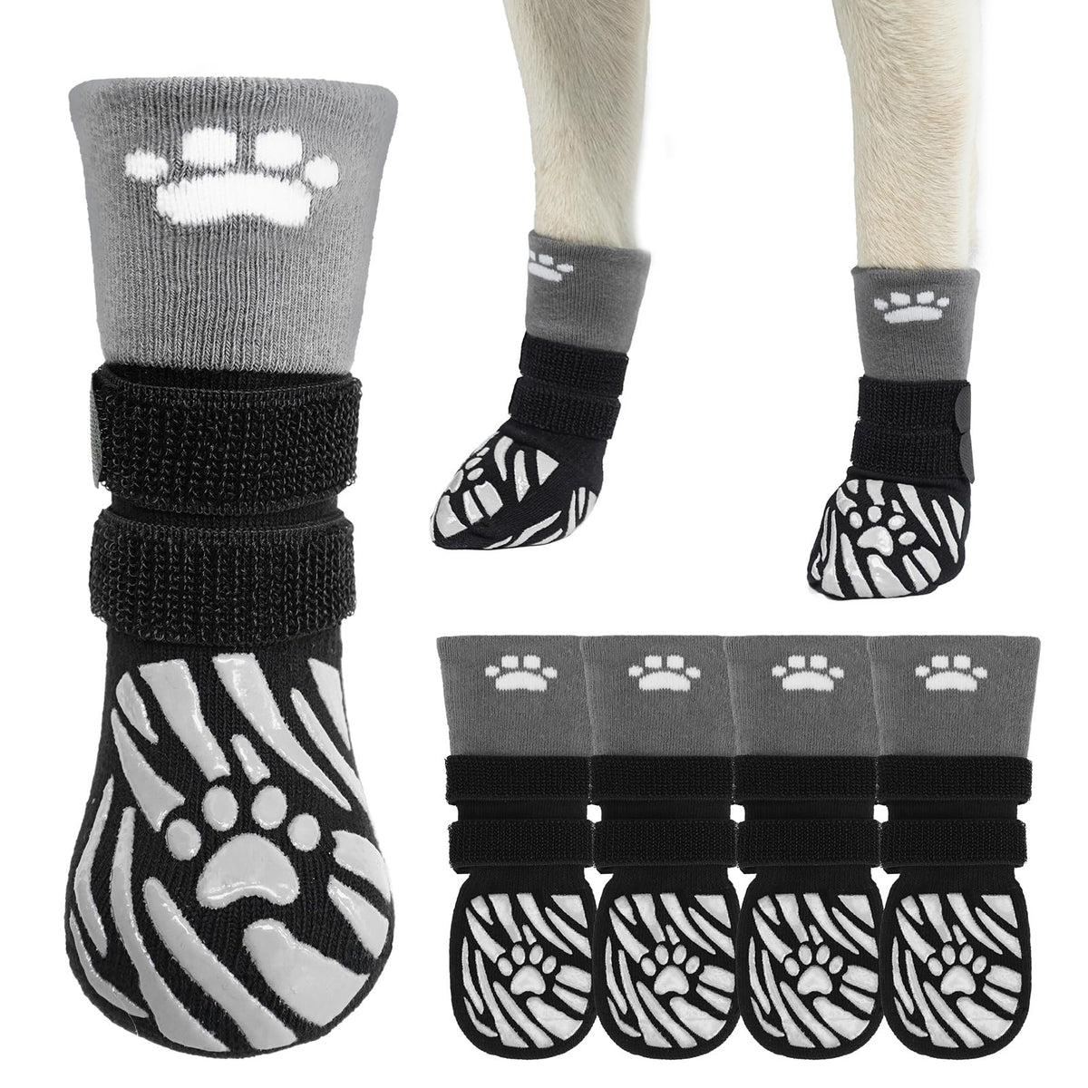 SCENEREAL dog socks non-slip sole improves traction on hardwood floors
