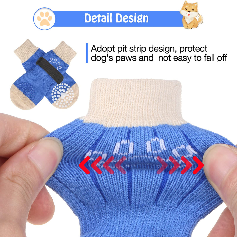 SCENEREAL sock on small dog demonstrates secure wear.
