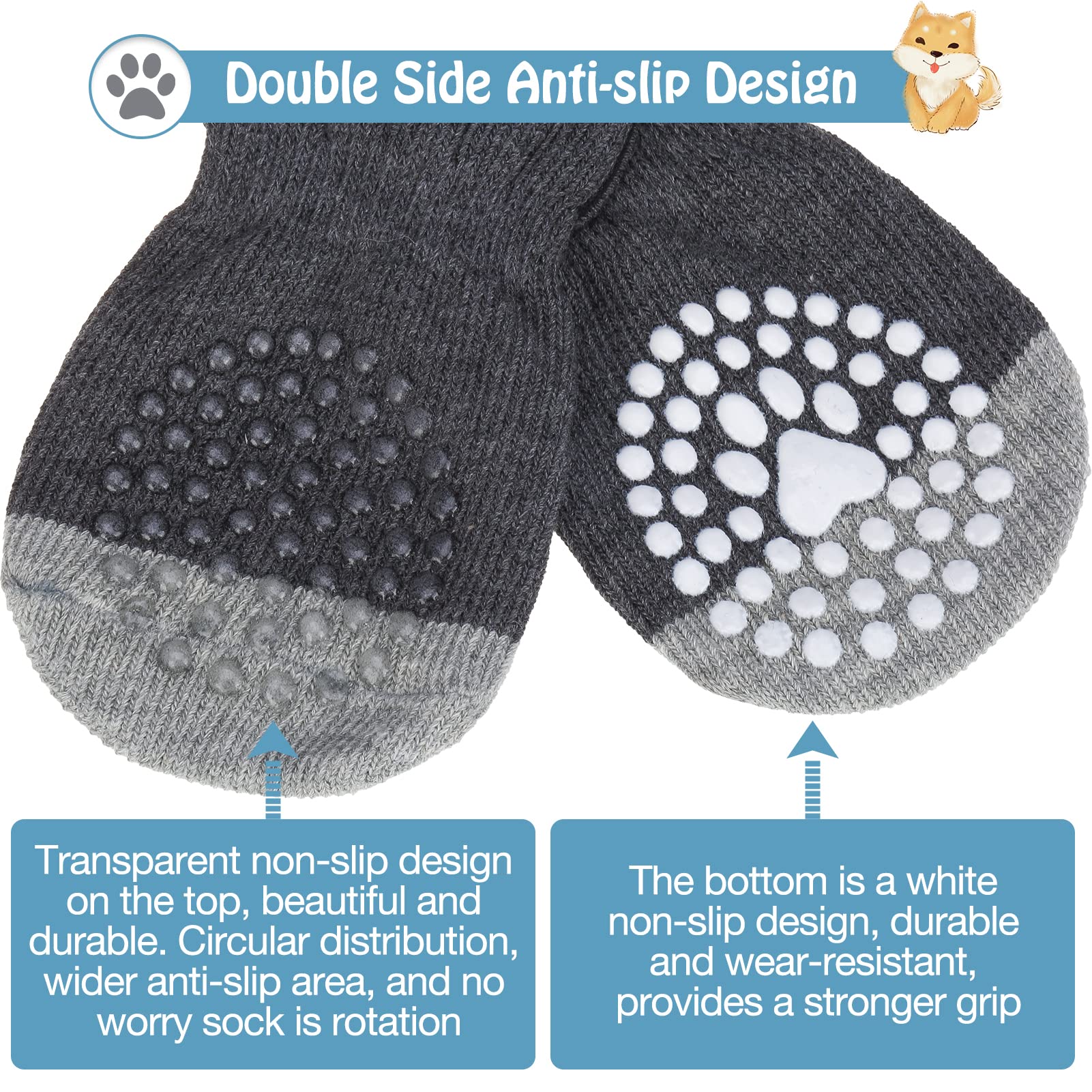 SCENEREAL dog socks packaging shows six-pair set for easy rotation and replacement.