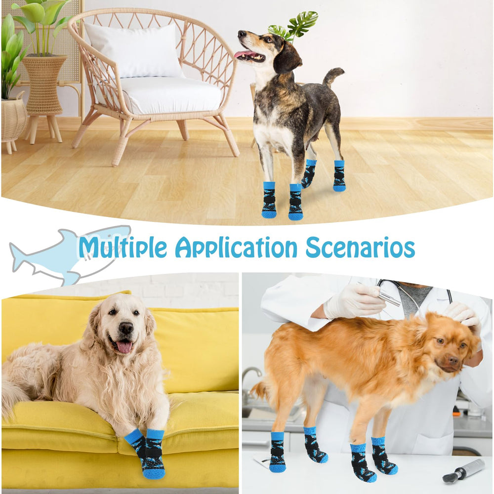 SCENEREAL dog sock patterns in floral, stars, and plaids for stylish pups.
