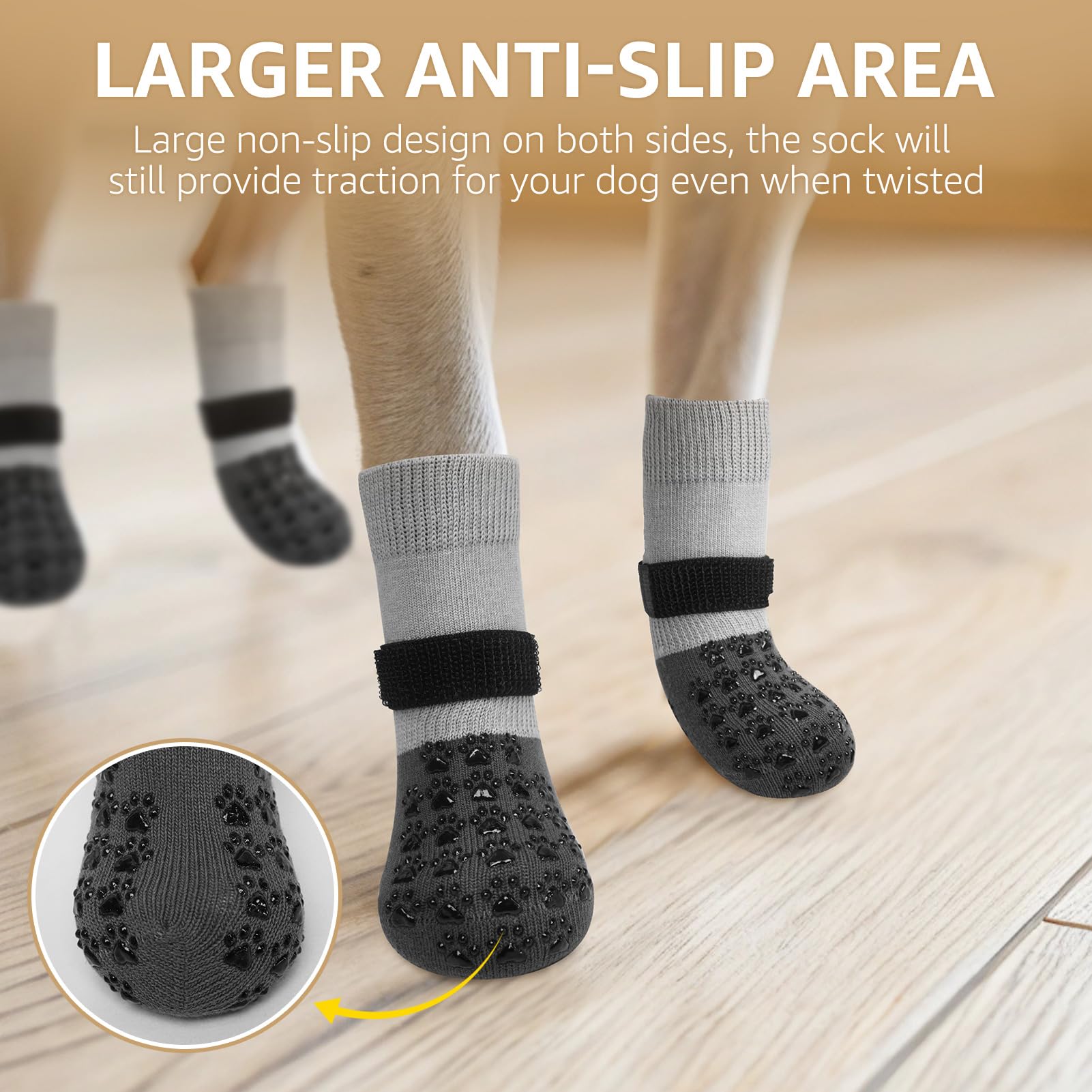SCENEREAL paw-grip soles aid senior dogs in steady navigation on slick surfaces.