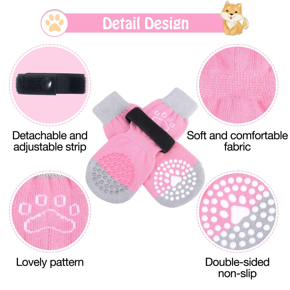SCENEREAL dog socks paw size guide panel, helps find the right secure fit.