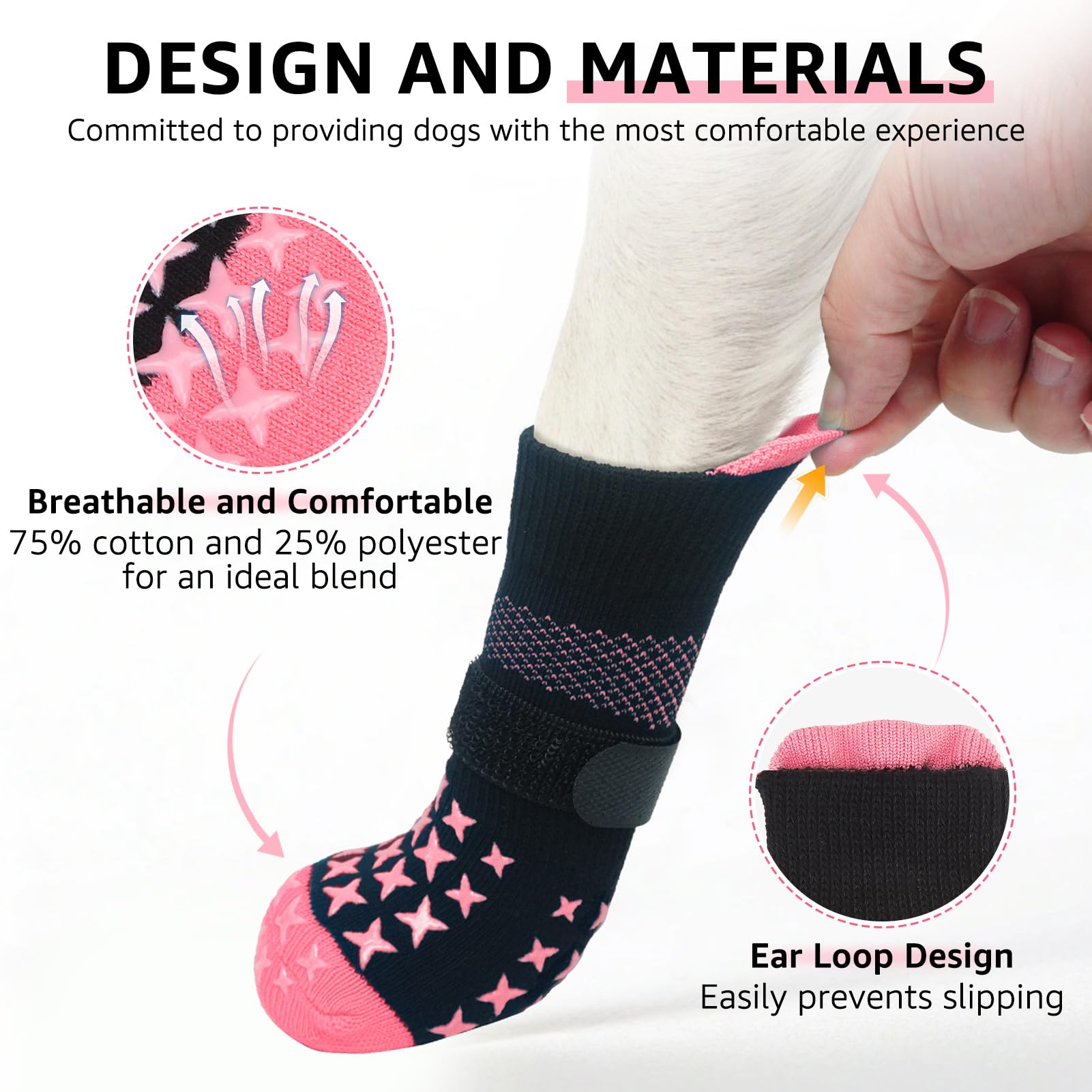 SCENEREAL dog socks pull-tabs enable easy adjustment and quick wearing