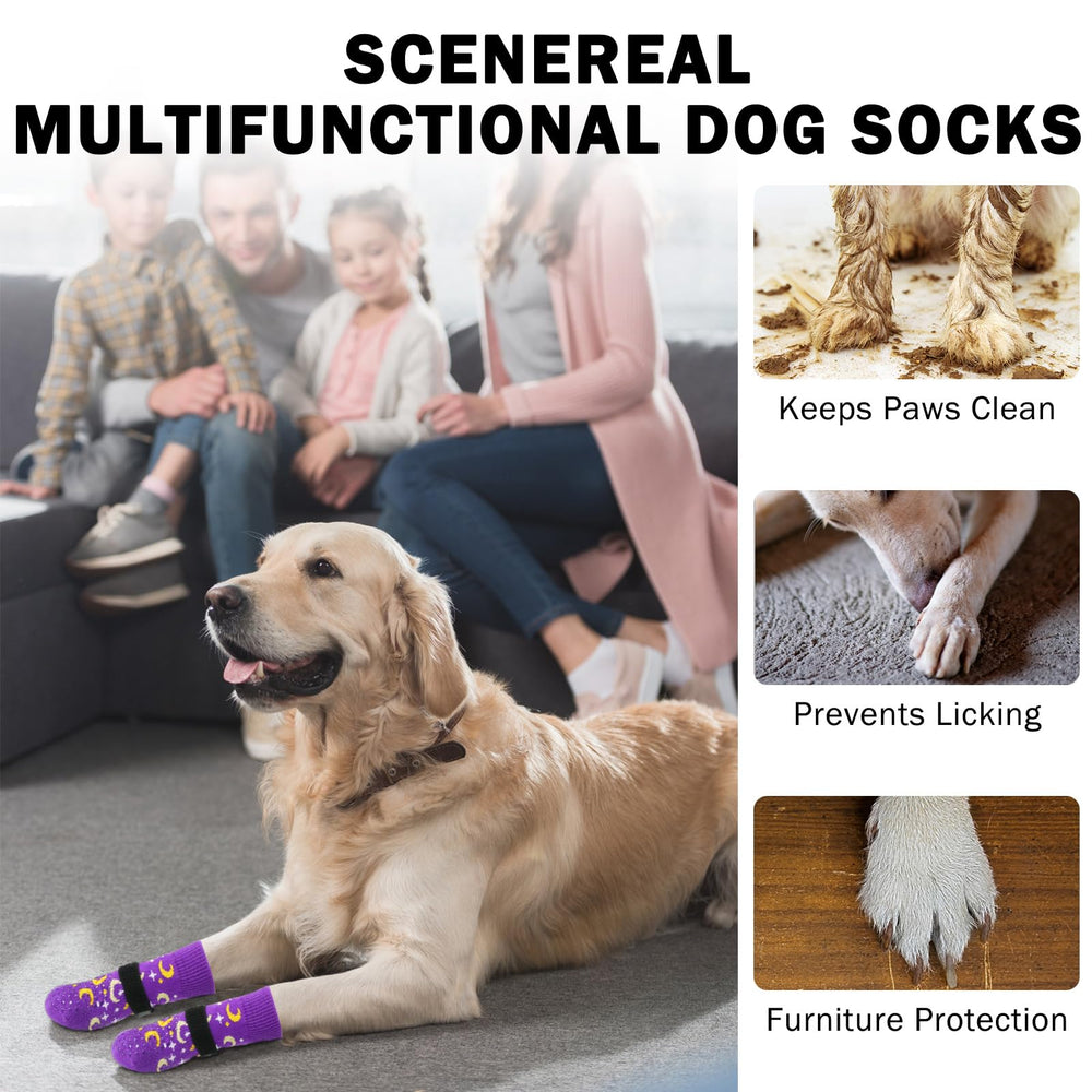 SCENEREAL dog-socks-size-range-xs-to-l fits small-to-large dogs for versatile use.