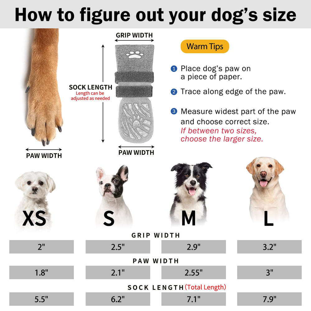 SCENEREAL dog socks XS measure paw size to ensure proper fit