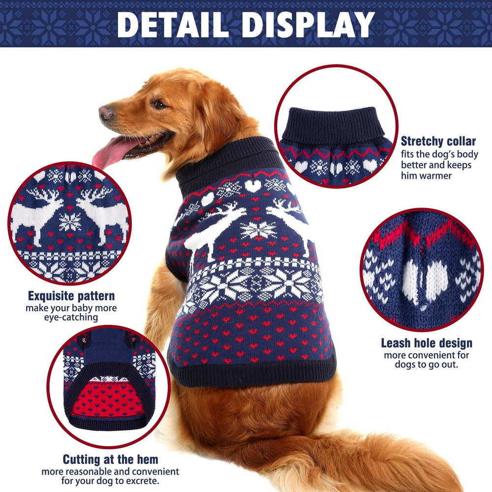 SCENEREAL dog sweater red with reindeer pattern, ideal for festive photos