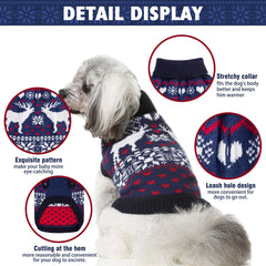 SCENEREAL red-reindeer sweater on dog keeps small breeds comfy outdoors