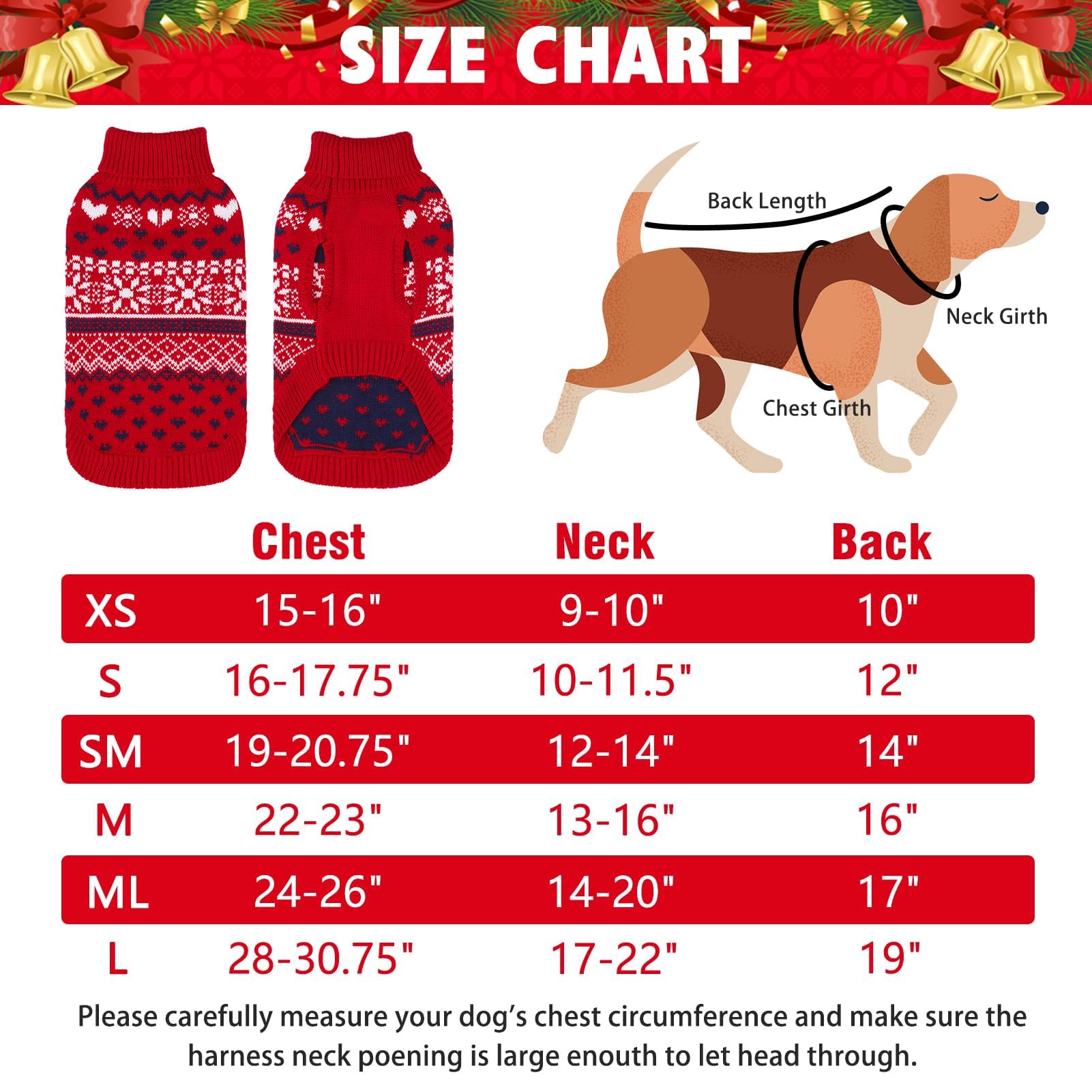 SCENEREAL dog sweater red turtleneck keeps dogs warm on cold walks.