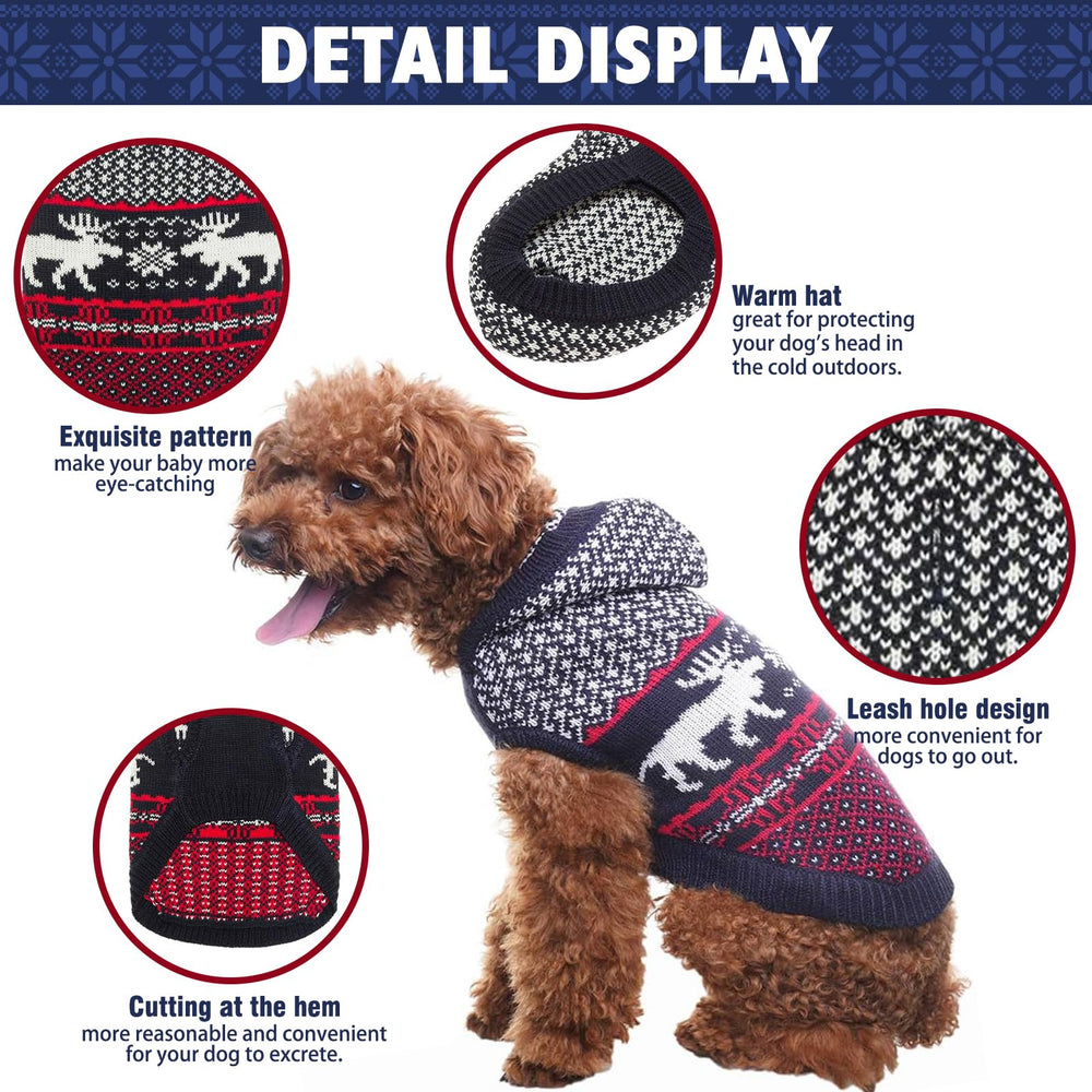 SCENEREAL dog sweater with turtleneck on dog for easy wearing.