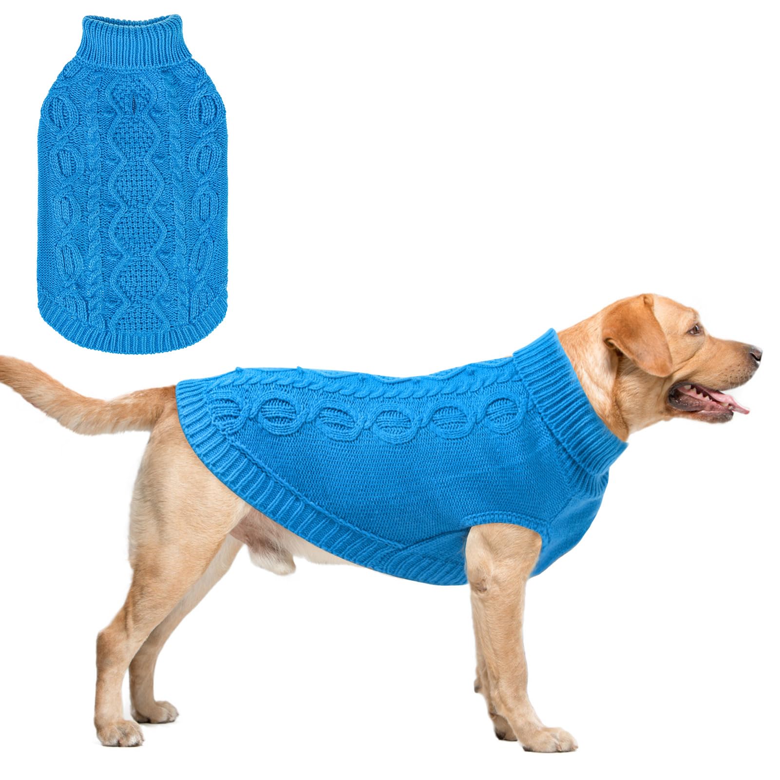 SCENEREAL XXXL dog sweater lake blue keeps pets warm and stylish