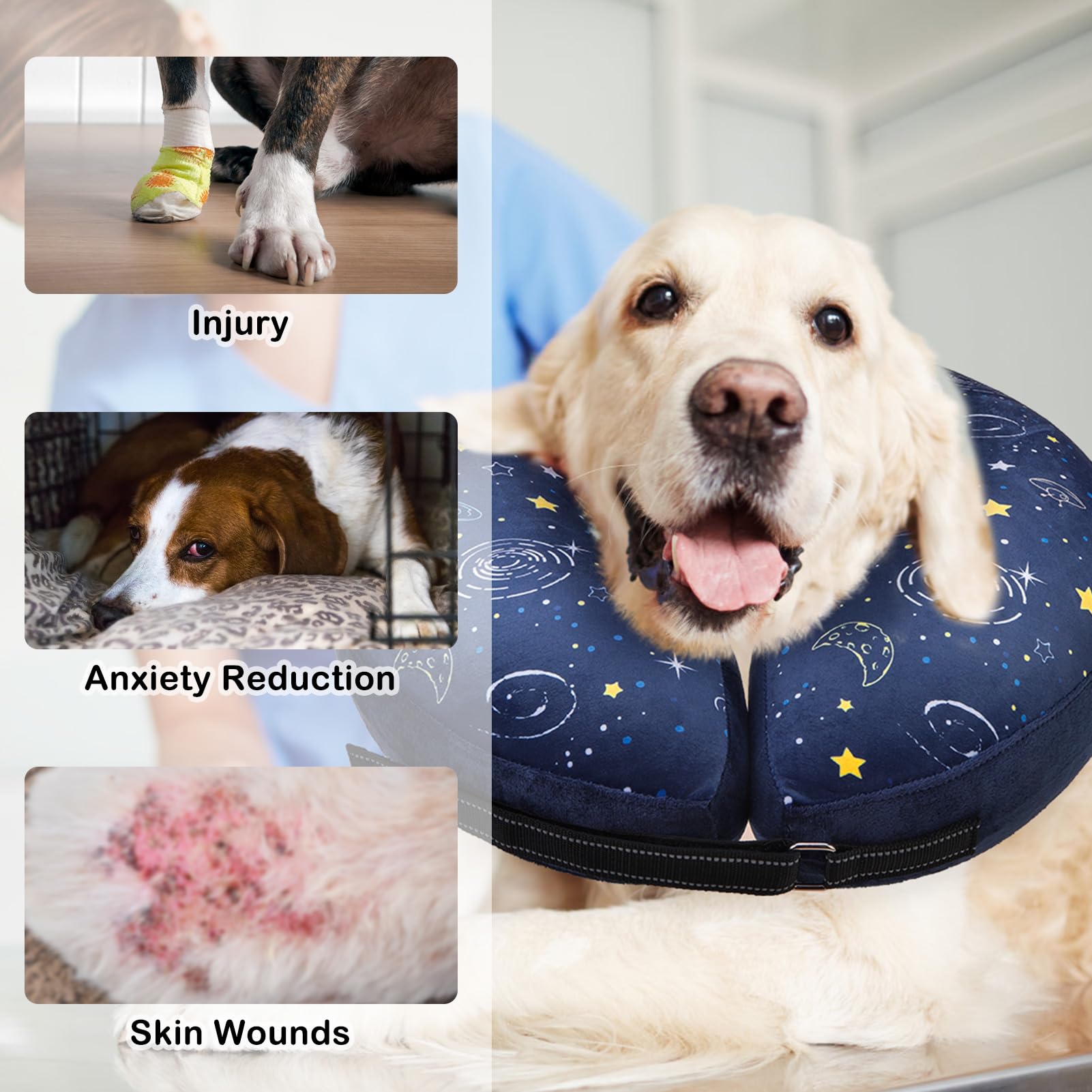 SCENEREAL donut collar washable zipper open for easy cleaning.