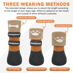 SCENEREAL dog boots showing inside bone pattern and outer paw prints.