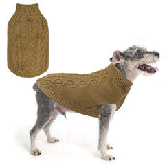 SCENEREAL Fall Knitted Dog Sweater back length shows classic beige coat with cozy warmth