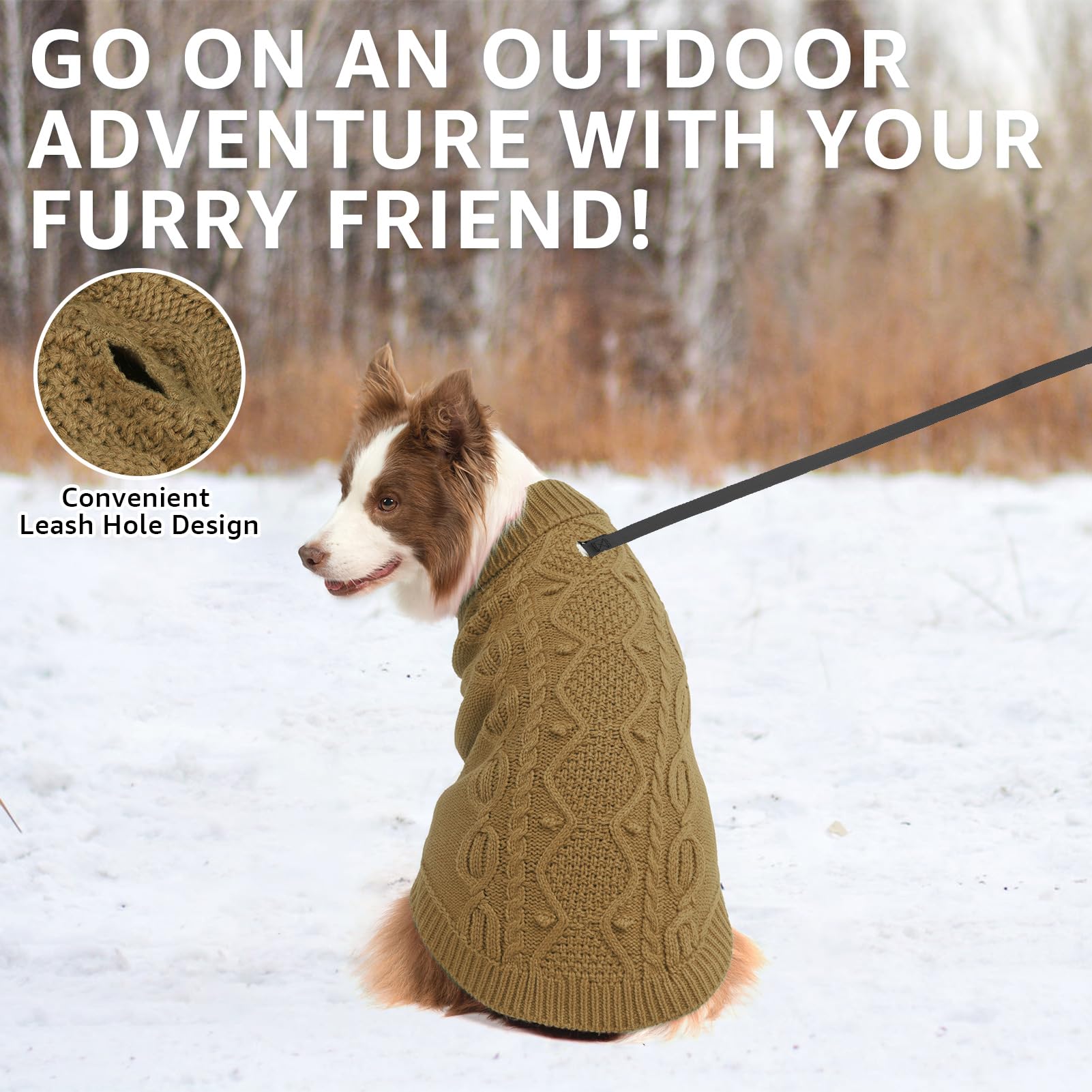 SCENEREAL Fall Knitted Dog Sweater high-neck design provides extra warmth