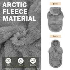 SCENEREAL fleece dog sweater hoodie gray leash hole ready for daily walks.